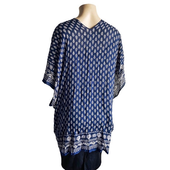 Loft Poncho Shrug Blur Floral Tribal Print Kimono Open Top Cardigan Indian Aztec - Picture 8 of 11